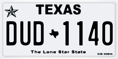 TX license plate DUD1140