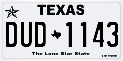 TX license plate DUD1143