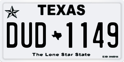 TX license plate DUD1149