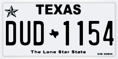 TX license plate DUD1154
