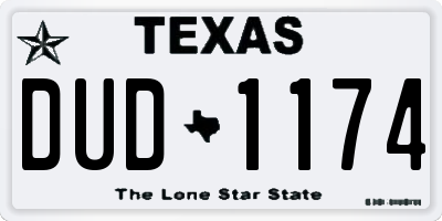 TX license plate DUD1174