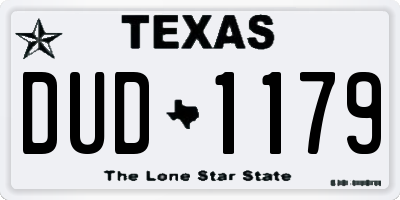 TX license plate DUD1179