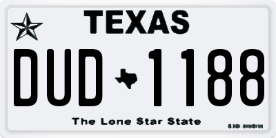 TX license plate DUD1188