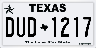 TX license plate DUD1217
