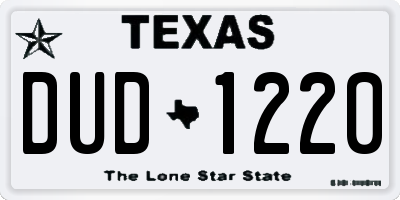 TX license plate DUD1220