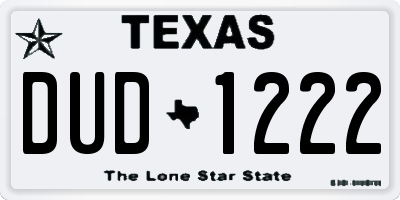 TX license plate DUD1222