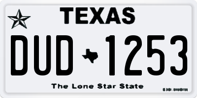 TX license plate DUD1253