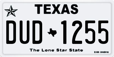 TX license plate DUD1255