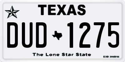 TX license plate DUD1275