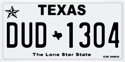 TX license plate DUD1304