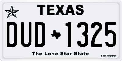 TX license plate DUD1325