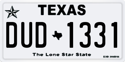 TX license plate DUD1331