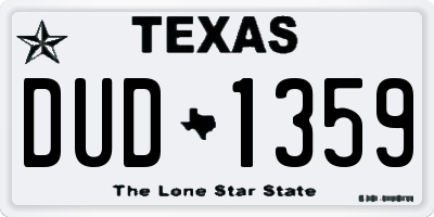 TX license plate DUD1359