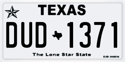 TX license plate DUD1371