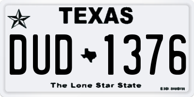 TX license plate DUD1376