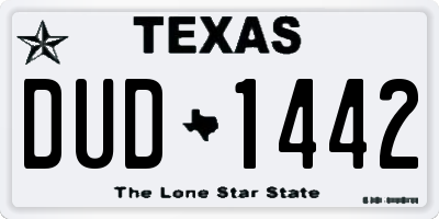 TX license plate DUD1442