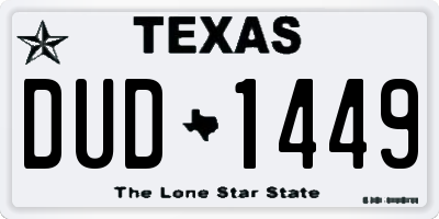 TX license plate DUD1449