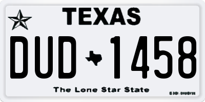 TX license plate DUD1458
