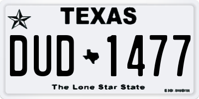 TX license plate DUD1477