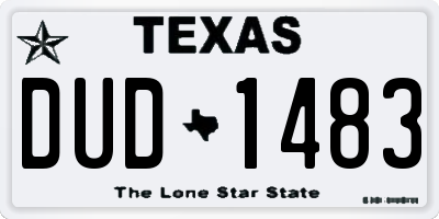 TX license plate DUD1483