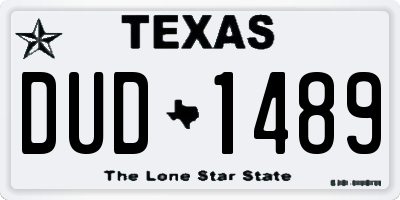 TX license plate DUD1489