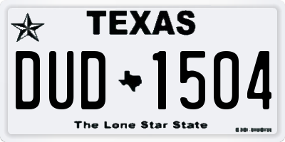 TX license plate DUD1504