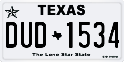 TX license plate DUD1534