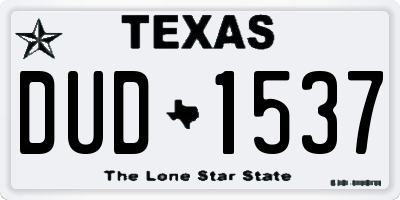 TX license plate DUD1537