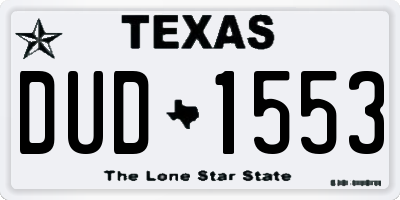 TX license plate DUD1553