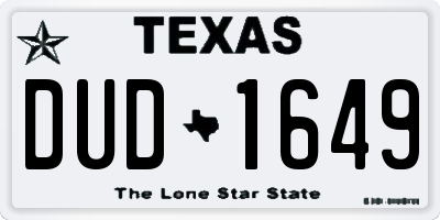 TX license plate DUD1649