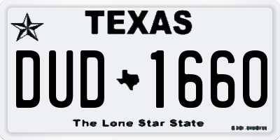 TX license plate DUD1660