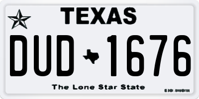 TX license plate DUD1676