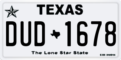 TX license plate DUD1678