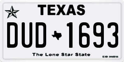TX license plate DUD1693