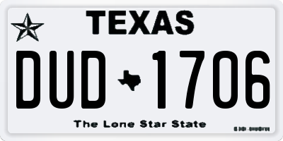 TX license plate DUD1706