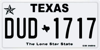 TX license plate DUD1717