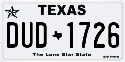 TX license plate DUD1726