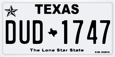 TX license plate DUD1747