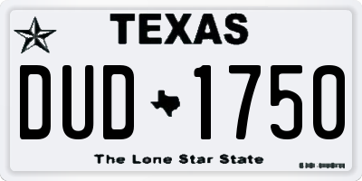 TX license plate DUD1750