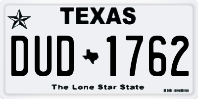 TX license plate DUD1762