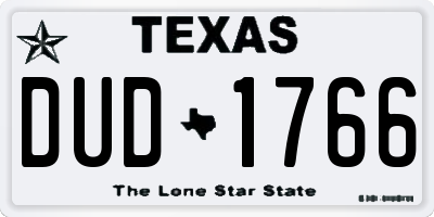 TX license plate DUD1766