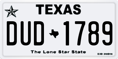 TX license plate DUD1789