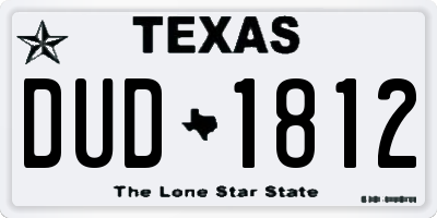 TX license plate DUD1812