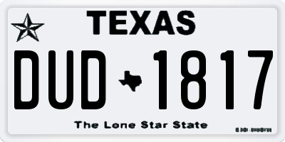 TX license plate DUD1817