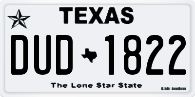 TX license plate DUD1822
