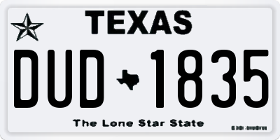 TX license plate DUD1835