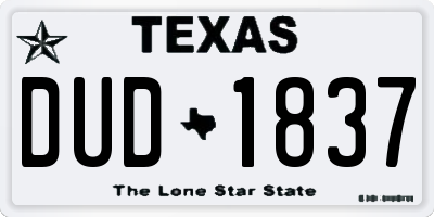 TX license plate DUD1837