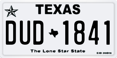 TX license plate DUD1841