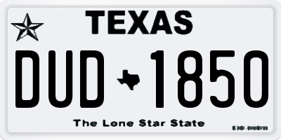 TX license plate DUD1850