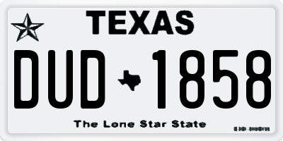TX license plate DUD1858